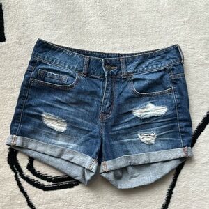 Blue Denim Distressed Shorts